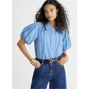 J. Crew | Gamine puff-sleeve shirt in stripe S